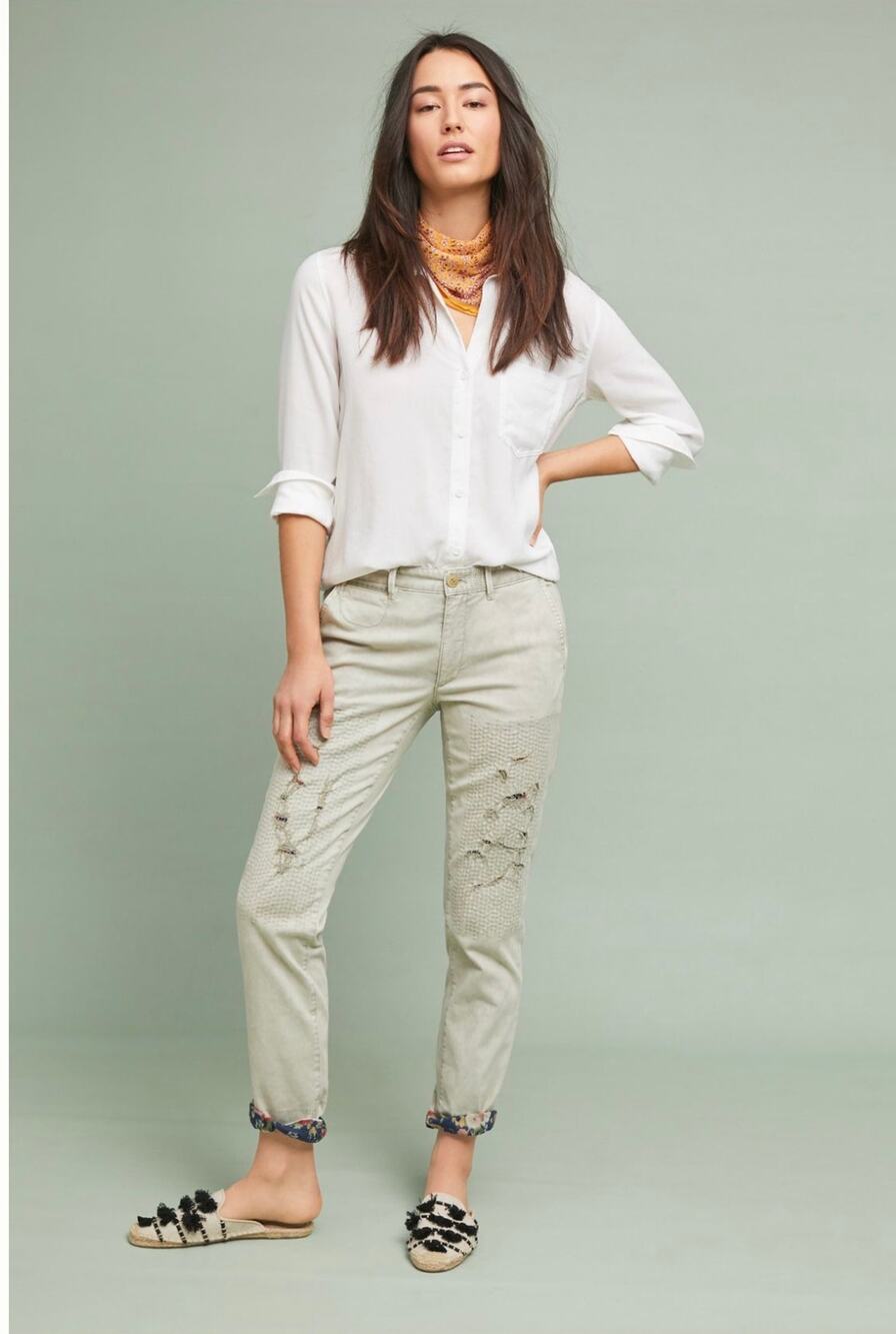 Anthropologie Relaxed Patched Chino Pants NWT